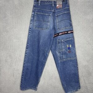 Vintage Baggy Jean Mens 30 Blue Skate Embroidered Hip Hop Rave Y2K Willy